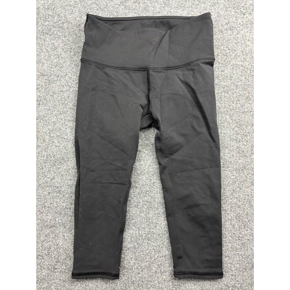 Lululemon Reveal Crop Leggings Women's‎ Small Black Mesh Sides Skinny Stretch
